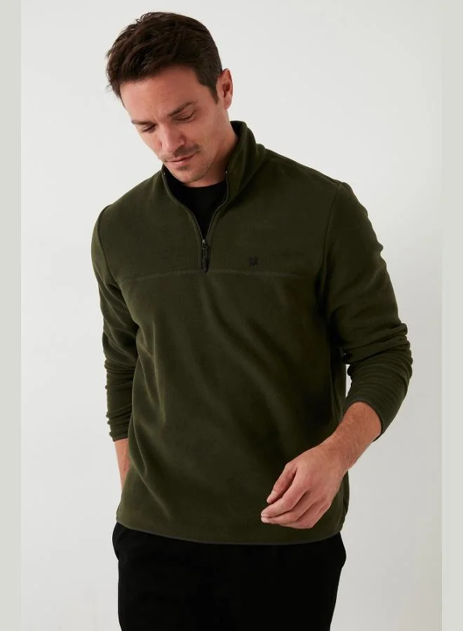 Buratti Slim Fit Anti-Pilling Non-Flapping Batwing Collar Cold-Resistant Brushed Fleece Men's POLAR 5906001