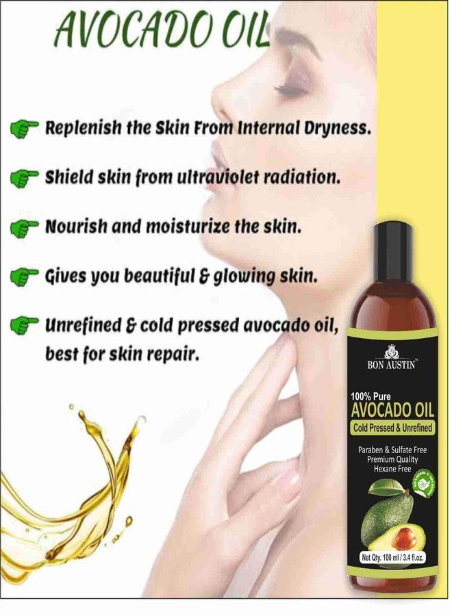 Bon Austin 100% Pure Organic Cold Pressed Avocado oil Deep Tissue Moisturizer for Hair Face & Skin Combo pack of 2 bottles of 100 ml(200 ml) - Image 3