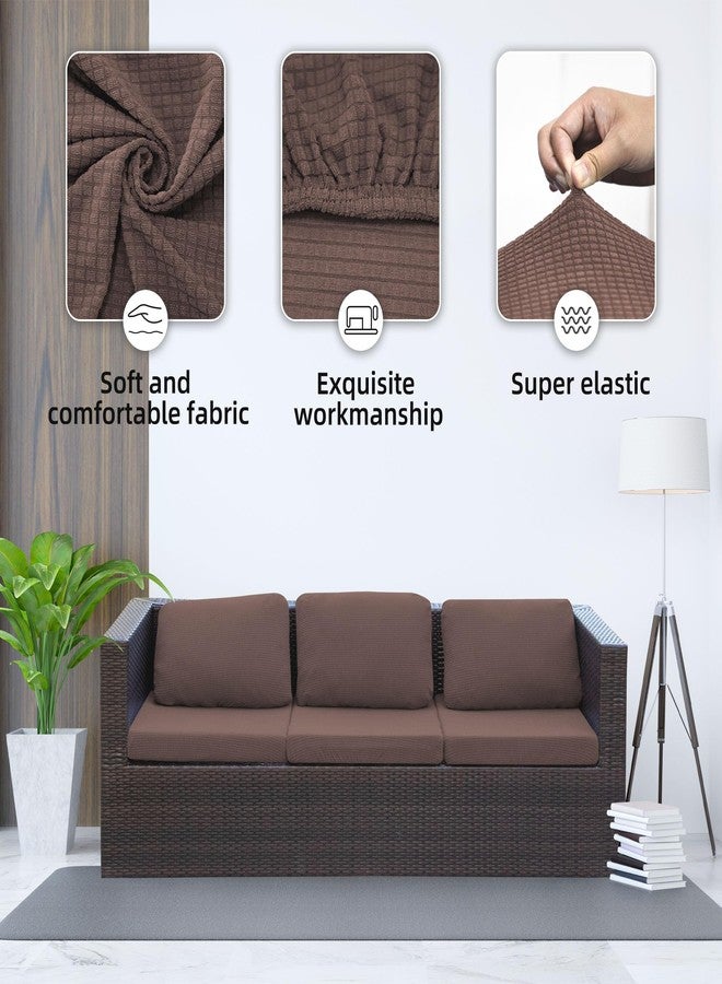 SUKAIKEQA Outdoor Cushion Covers Set,Waterproof Patio Furniture Couch Seat Slipcovers, Replacement for Sofa Sectional Chair(Cover，Only)（8PCS，Jacquard） Camel01 - Image 4