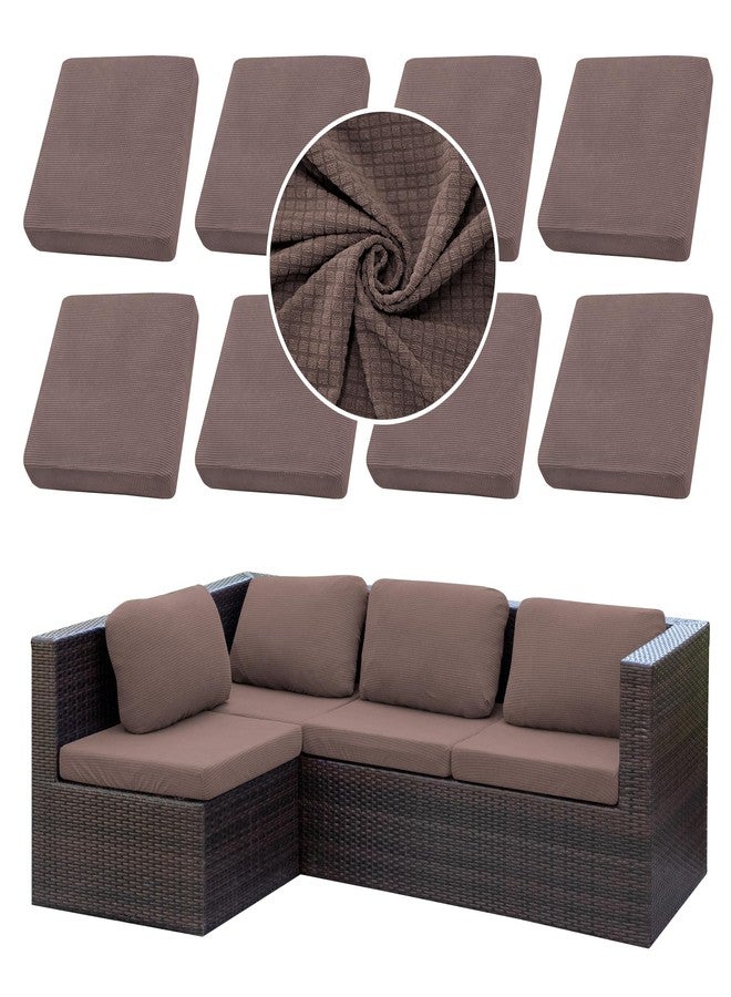 SUKAIKEQA Outdoor Cushion Covers Set,Waterproof Patio Furniture Couch Seat Slipcovers, Replacement for Sofa Sectional Chair(Cover，Only)（8PCS，Jacquard） Camel01 - Image 1