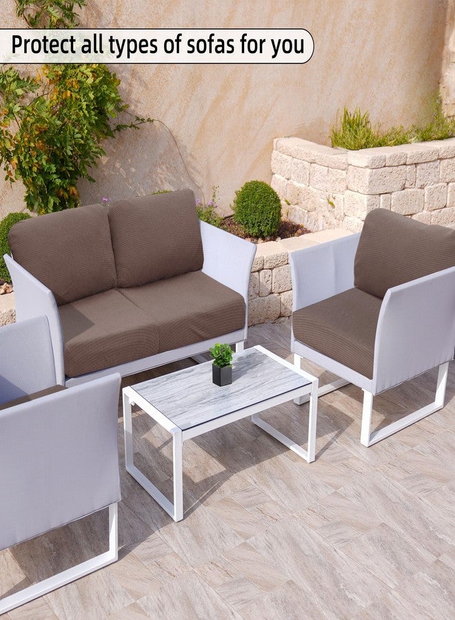 SUKAIKEQA Outdoor Cushion Covers Set,Waterproof Patio Furniture Couch Seat Slipcovers, Replacement for Sofa Sectional Chair(Cover，Only)（8PCS，Jacquard） Camel01 - Image 5