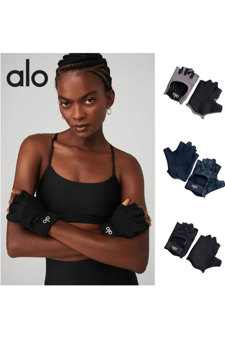 alo aloyoga yoga gloves for men and women cross-border anti-slip anti-cocoon wear-resistant breathable fitness half-finger gloves riding  - Image 1