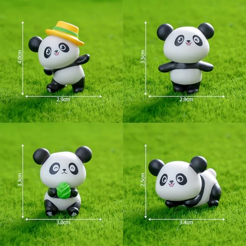 Spiaty Resin Miniature Panda Figurines Home, Office and Car Dashboard, Set of 4, Black and White - Image 5