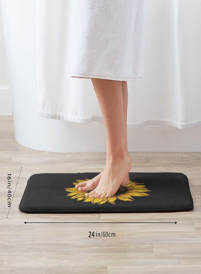 bositigo Sunflower Bathroom Rug Bath Decor Accessories, Black and Yellow Flower Floral Sunflower Bath Mat, Non Slip Soft Flannel Rug Entryway Doormat for Living Room Bedroom Kitchen Home 16 X 24 in -Small - Image 2