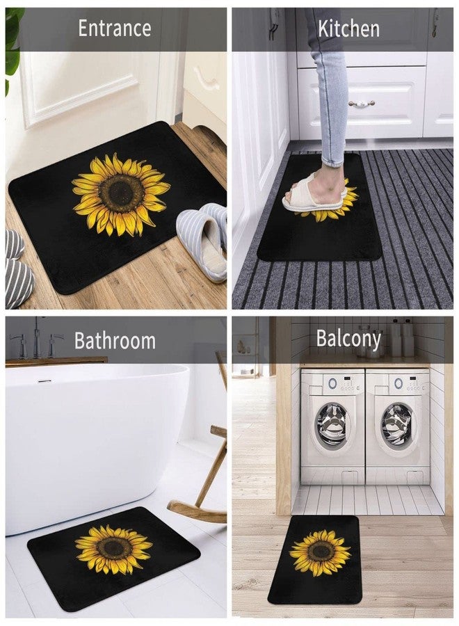 bositigo Sunflower Bathroom Rug Bath Decor Accessories, Black and Yellow Flower Floral Sunflower Bath Mat, Non Slip Soft Flannel Rug Entryway Doormat for Living Room Bedroom Kitchen Home 16 X 24 in -Small - Image 5