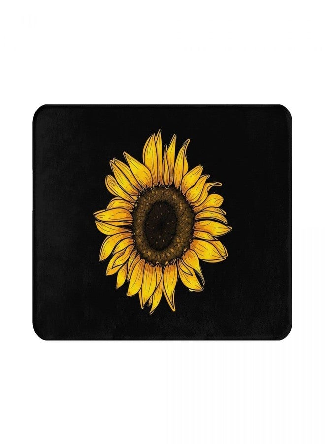 bositigo Sunflower Bathroom Rug Bath Decor Accessories, Black and Yellow Flower Floral Sunflower Bath Mat, Non Slip Soft Flannel Rug Entryway Doormat for Living Room Bedroom Kitchen Home 16 X 24 in -Small - Image 1