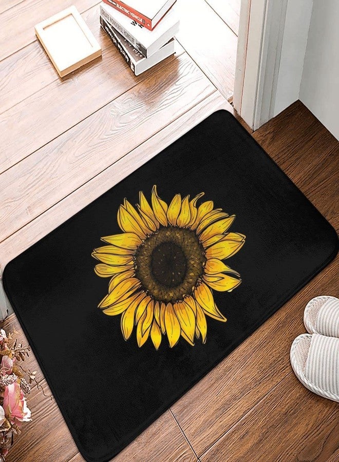 bositigo Sunflower Bathroom Rug Bath Decor Accessories, Black and Yellow Flower Floral Sunflower Bath Mat, Non Slip Soft Flannel Rug Entryway Doormat for Living Room Bedroom Kitchen Home 16 X 24 in -Small - Image 3