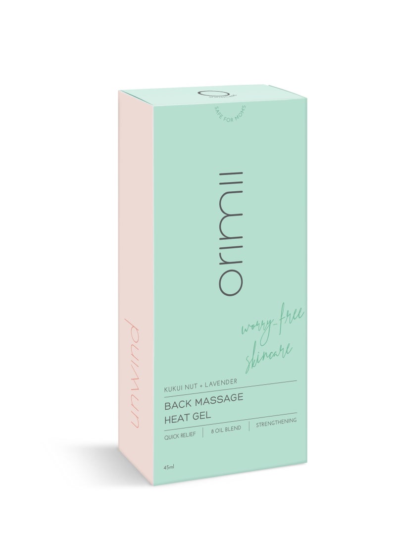 Orimii Orimii Back Massage Heat Gel Quick Relief with 8 Oil Blends for Strengthening   with Kukui Nut & Lavender 45 ml  - Image 1