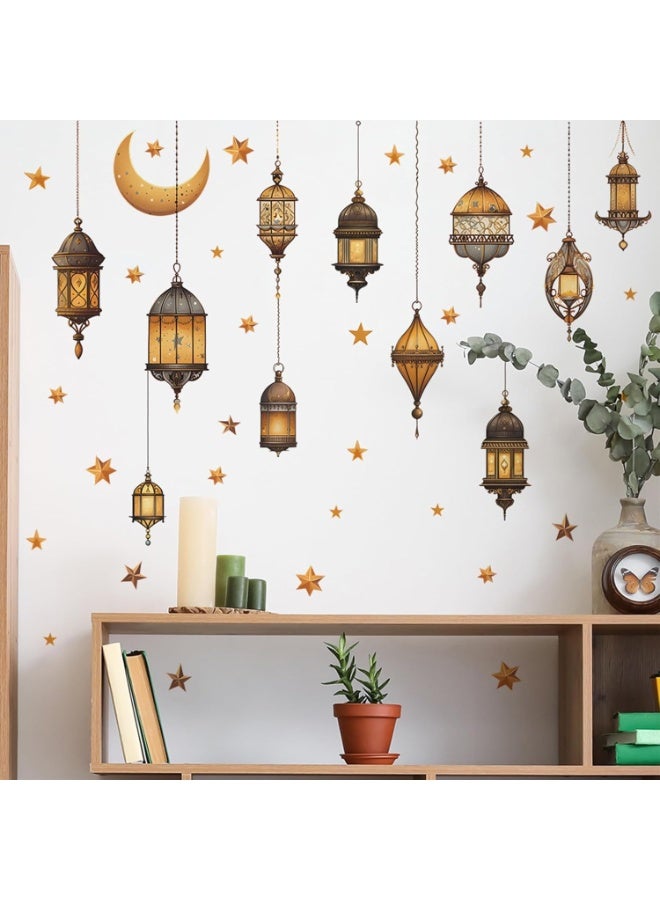 المنزل ديكور رمضان ، ملصقات الحائط الإسلامية ، ملصقات عيد الفطر ، مصباح مبارك رمضان ، ملصقات نجوم القمر ، ملصقات نافذة غرفة المعيشة غرفة النوم - Image 3