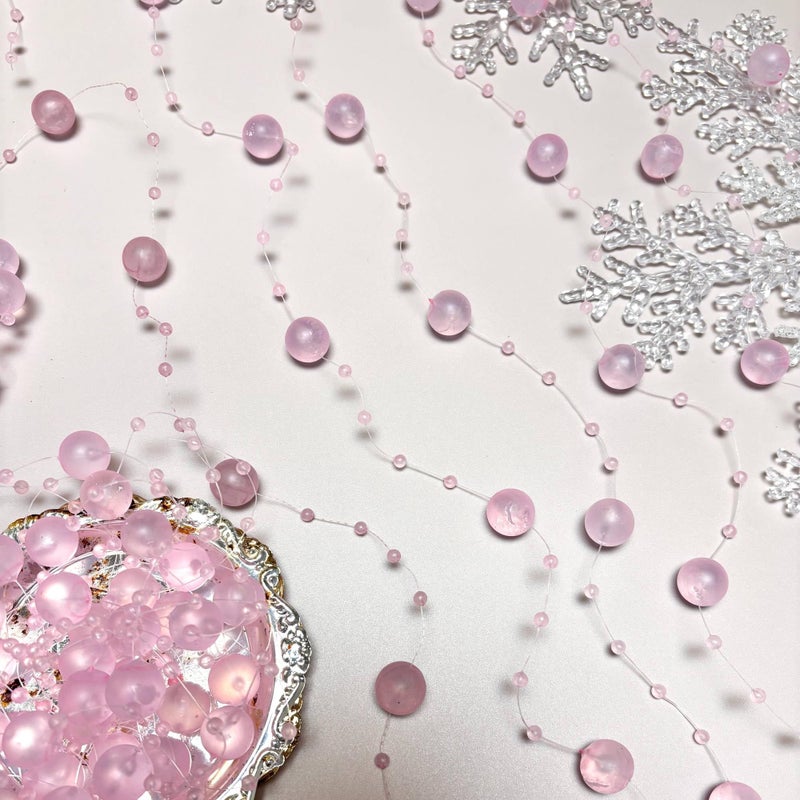 TeaSu 24Pcs Floating Bead String for Floating Candle Centerpieces, Colorful Pearl Bead for Vase Filler, Table Centerpiece, Wedding Reception and Home Decoration - Pink - Image 3