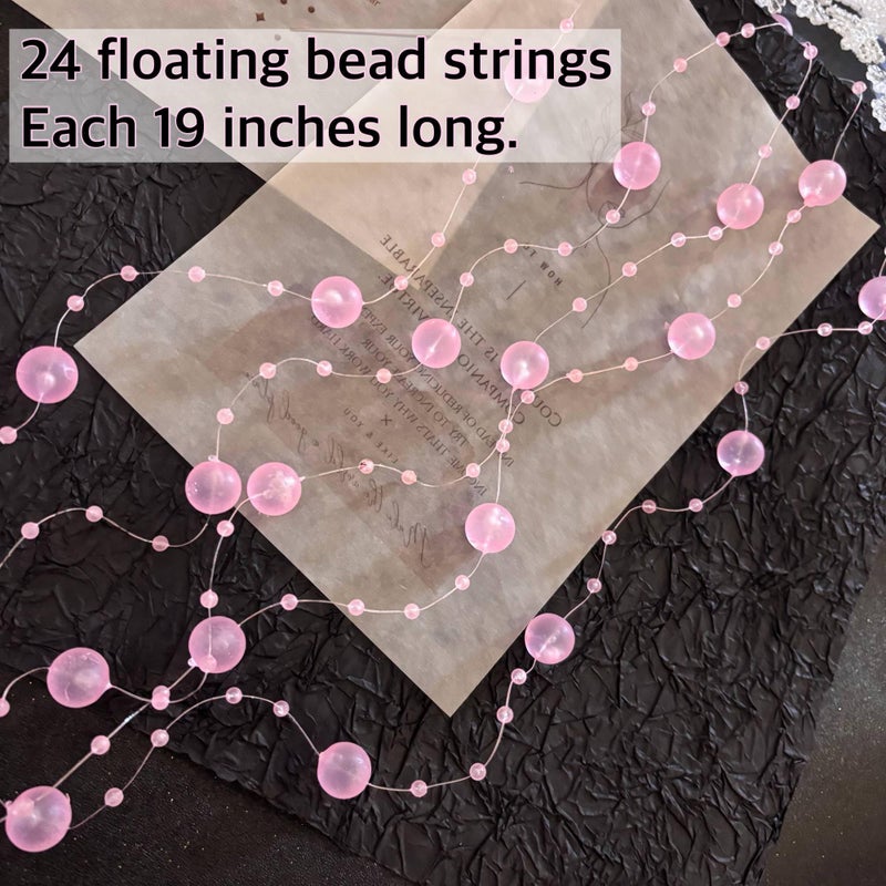 TeaSu 24Pcs Floating Bead String for Floating Candle Centerpieces, Colorful Pearl Bead for Vase Filler, Table Centerpiece, Wedding Reception and Home Decoration - Pink - Image 5