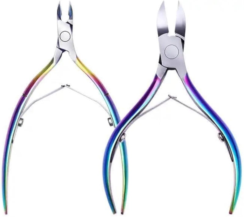 أداة تشذيب الجلد الزائد حول الأظافر - أداة احترافية من الفولاذ المقاوم للصدأ للعناية الدقيقة بالأظافر، مثالية للعناية بالأظافر، لا تتضمن أداة دفع الجلد الزائد حول الأظافر (قطعتان)