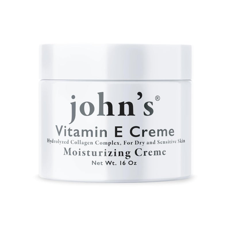 John's Vitamin E, A & D Collagen Cream â€“ 16 oz Aloe-Enriched Moisturiser for Face & Body â€“ Nourishing Vitamin E Skin Cream for Dry, Sensitive Skin - Image 1