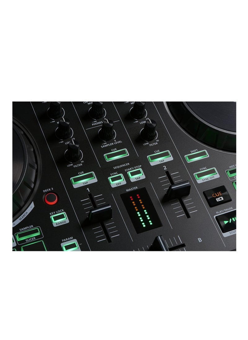 2-channel, 4-deck DJ Controller for Serato with Built-in TR-series Drum Sounds, Sequencer, 8 Pads, Transport Controls, Microphone Input with Vocal FX, and Serato DJ Lite Software