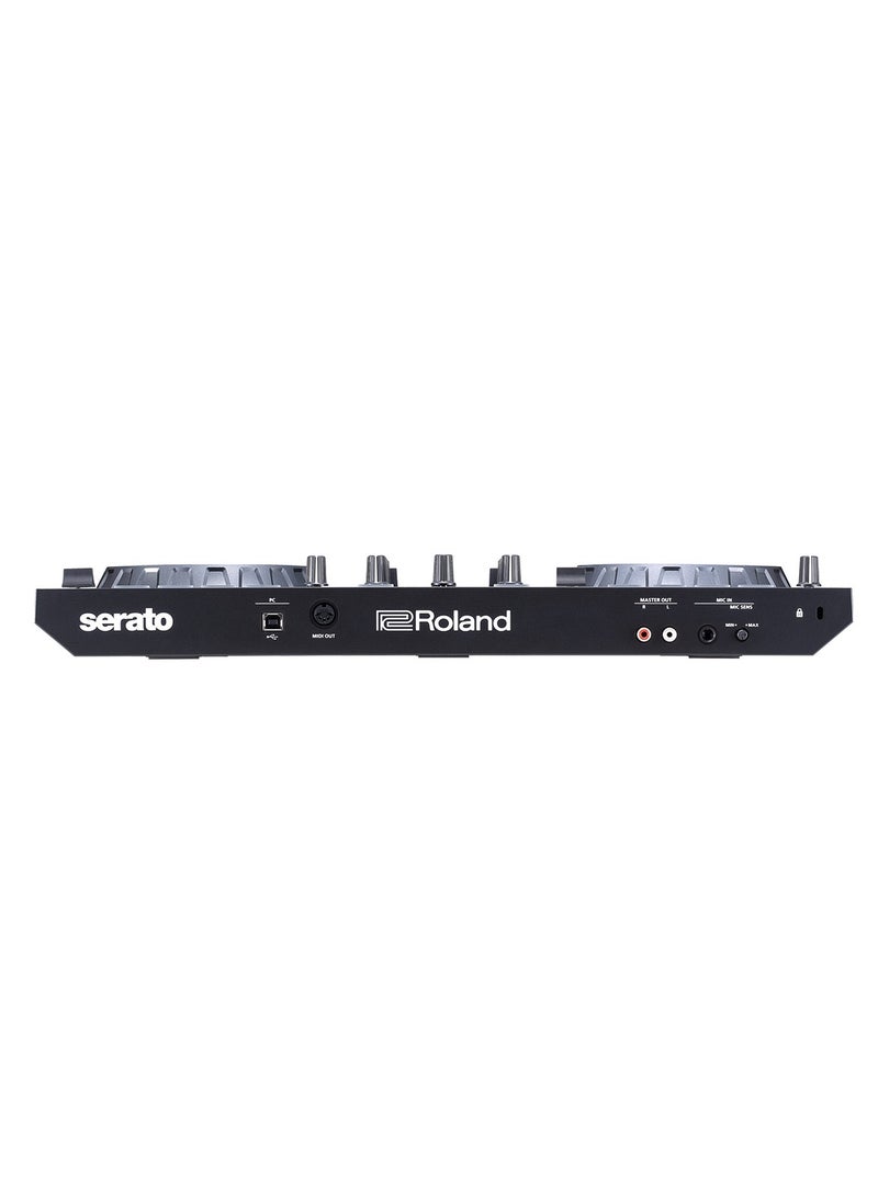 2-channel, 4-deck DJ Controller for Serato with Built-in TR-series Drum Sounds, Sequencer, 8 Pads, Transport Controls, Microphone Input with Vocal FX, and Serato DJ Lite Software