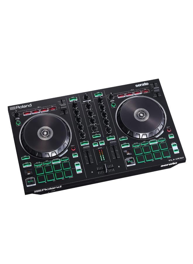 Roland وحدة تحكم DJ ثنائية القناة وأربعة طوابق لجهاز Serato مع أصوات طبول سلسلة TR مدمجة، وجهاز تسلسل، و8 لوحات، وأدوات تحكم في النقل، ومدخل ميكروفون مع تأثيرات صوتية، وبرنامج Serato DJ Lite - Image 1