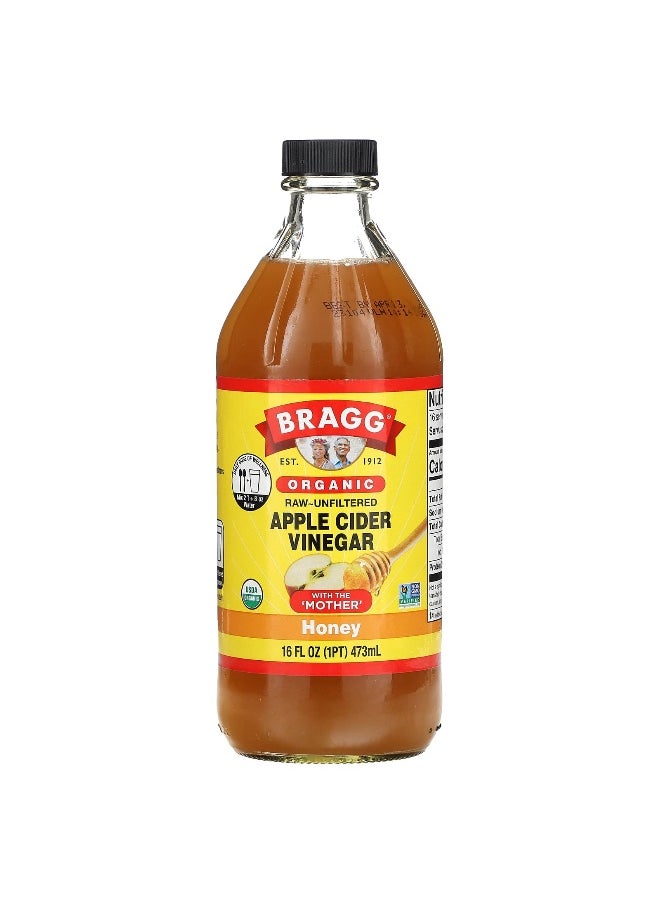 Bragg Bragg, Organic Apple Cider Vinegar With The 'Mother', Honey, 16 fl oz (473 ml)  - Image 1