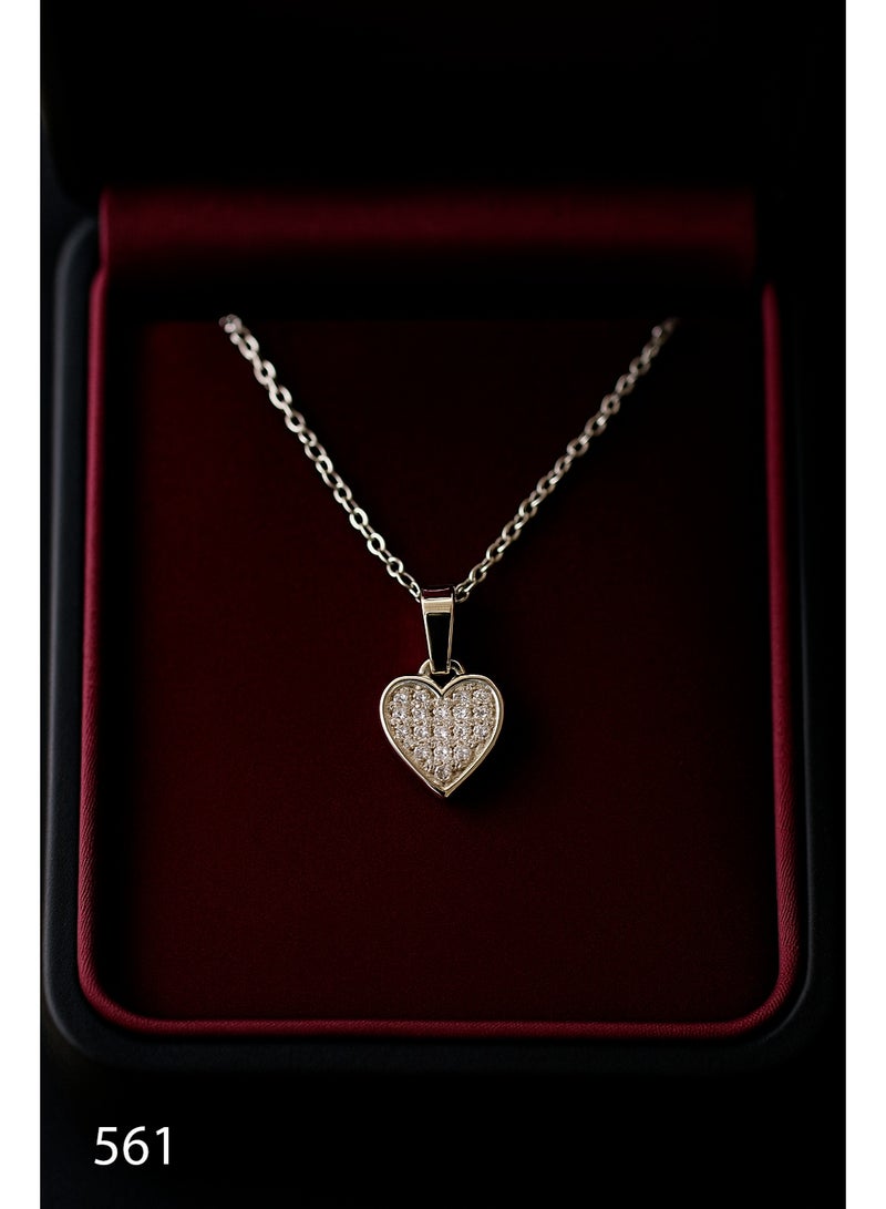 3Diamonds Platinum-Plated Heart Pendant Necklace – Sparkling Women’s Jewelry - Image 1