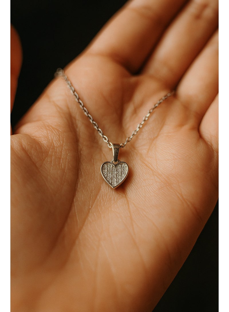 3Diamonds Platinum-Plated Heart Pendant Necklace – Sparkling Women’s Jewelry - Image 2