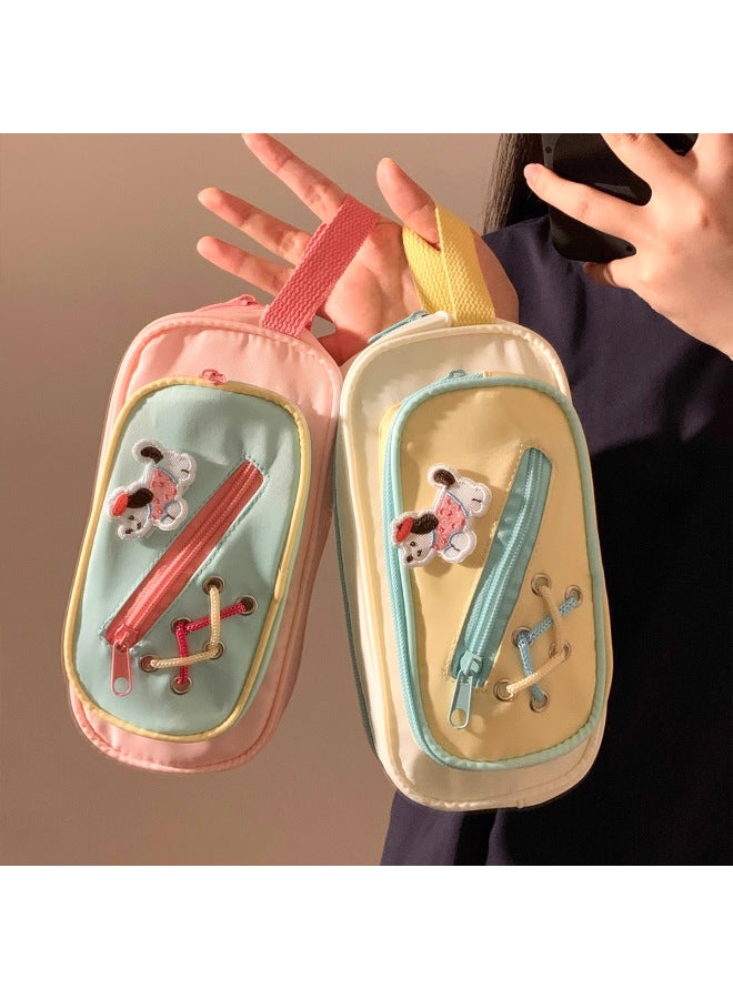 Candy Color Hand-held Pencil Bag Large Capacity  New Pencil Case High-looking Style Junior High School Girls Stationery Bag