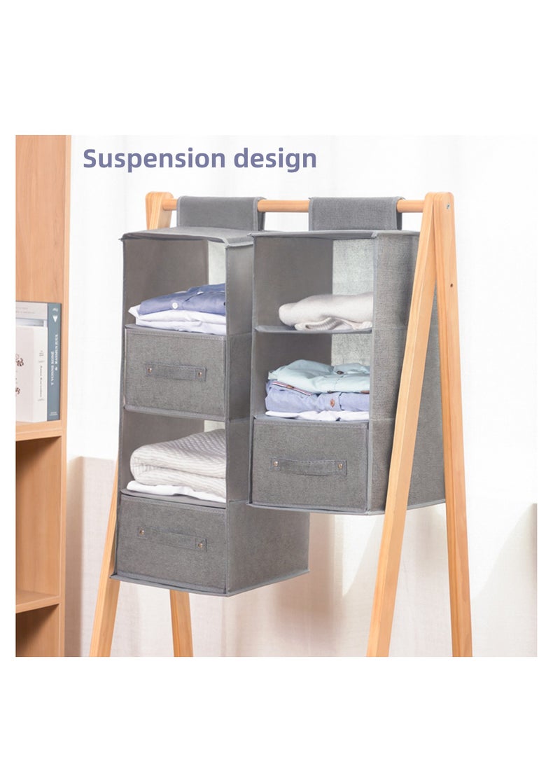 NOVOLAN NOVOLAN Wardrobe Hanging Storage Bag Hanging Closet Organizer, Dressing Room Finishing Hanging Underwear Storage Bag Household Multi-Layer Box Dust Bag Foldable Includes 2 Drawers (grey)  - Image 2