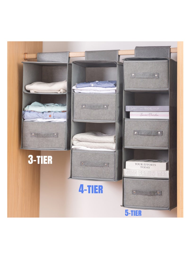 NOVOLAN NOVOLAN Wardrobe Hanging Storage Bag Hanging Closet Organizer, Dressing Room Finishing Hanging Underwear Storage Bag Household Multi-Layer Box Dust Bag Foldable Includes 2 Drawers (grey)  - Image 1