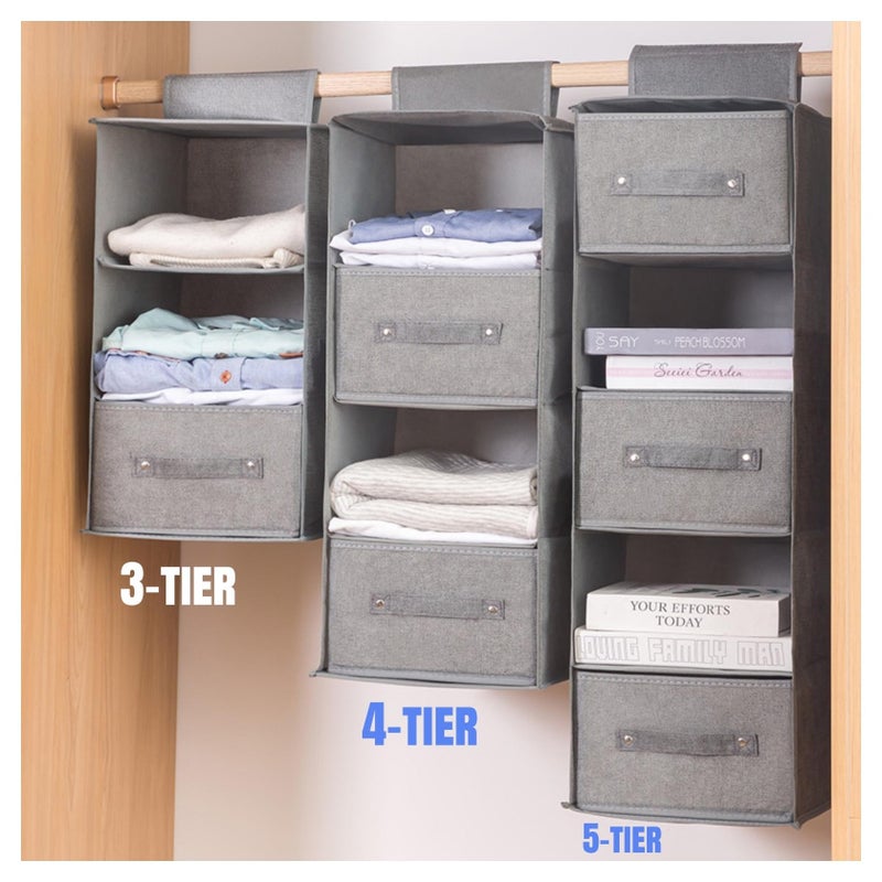 نوفولان حقيبة تخزين معلقة لخزانة الملابس من NOVOLAN، منظم خزانة ملابس معلق، حقيبة تخزين ملابس داخلية معلقة، صندوق متعدد الطبقات منزلي، حقيبة غبار قابلة للطي تتضمن درجين (رمادي) - Image 1
