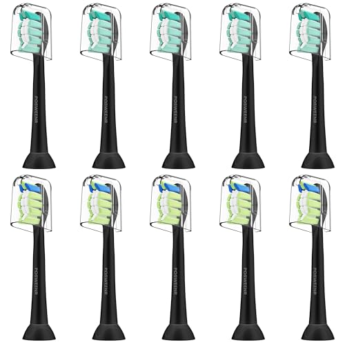 POSWEENR Replacement Toothbrush Heads Compatible with Philips Sonicare – Gentle & Effective Electric Tooth Brush Refill for Plaque Control, 10 Pack (Black) - Image 1