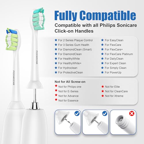 POSWEENR Replacement Toothbrush Heads Compatible with Philips Sonicare – Gentle & Effective Electric Tooth Brush Refill for Plaque Control, 10 Pack (Black) - Image 3