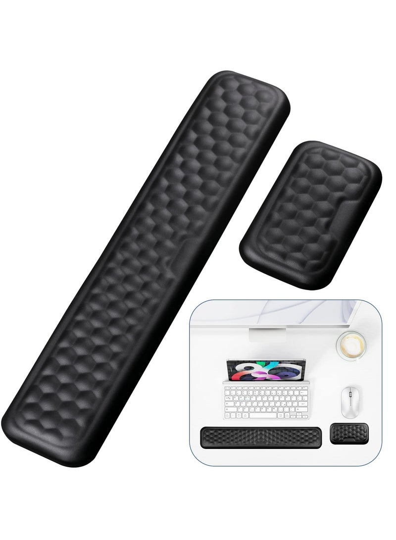 erorex Keyboard Wrist Rest,Keyboard Pad Upgrade Enlarge Gel Memory Foam Set Keyboard Rest Cushion Support for Office, Computer Laptop Comfortable Lightweight for Easy Typing Pain Relief, Black - Image 1