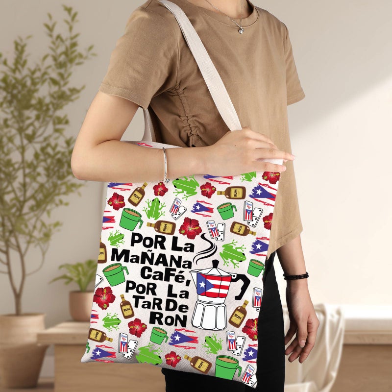 G2TUP Singer Puerto Rico Tote Bag Chair and Palm Gifts Por La Manana Cafe Gifts Latin Music Fans Shoulder Bag (Por La) - Image 2