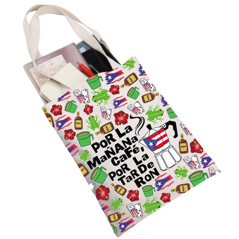 G2TUP Singer Puerto Rico Tote Bag Chair and Palm Gifts Por La Manana Cafe Gifts Latin Music Fans Shoulder Bag (Por La) - Image 5