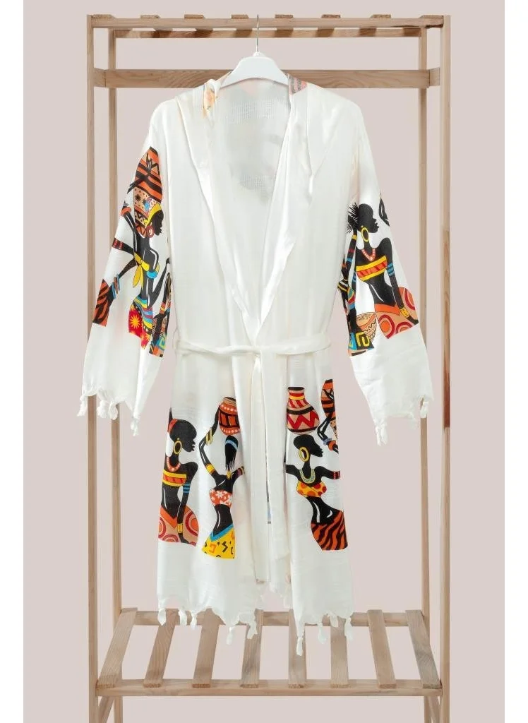 مالبيري Marine Hooded Bamboo Beach Dress Bathrobe