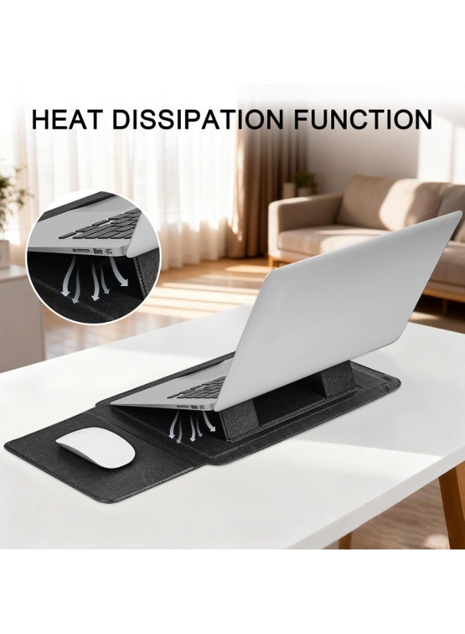 Soofam 14 Inch Laptop Sleeve Case with Stand Feature for Mac Book Pro 14 2021/ASUS Vivobook 14/HP Pavilion X360/IdeaPad 14/Dell HP ASUS Acer Huawei Matebook 14'',Compatible 13.6-14'' PC,Black - Image 5