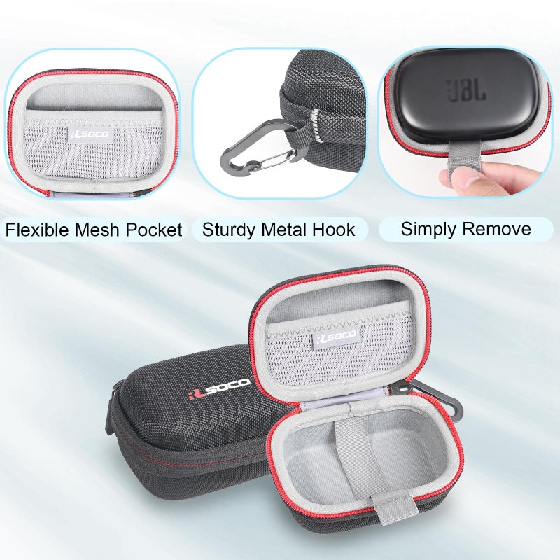 RLSOCO Hard Case for JBL Endurance Peak 3 True Wireless Active Earbuds | Storage Pouch with Sturdy Metal Hook | Compact Design with YKK Zipper (Case Only) - Image 3