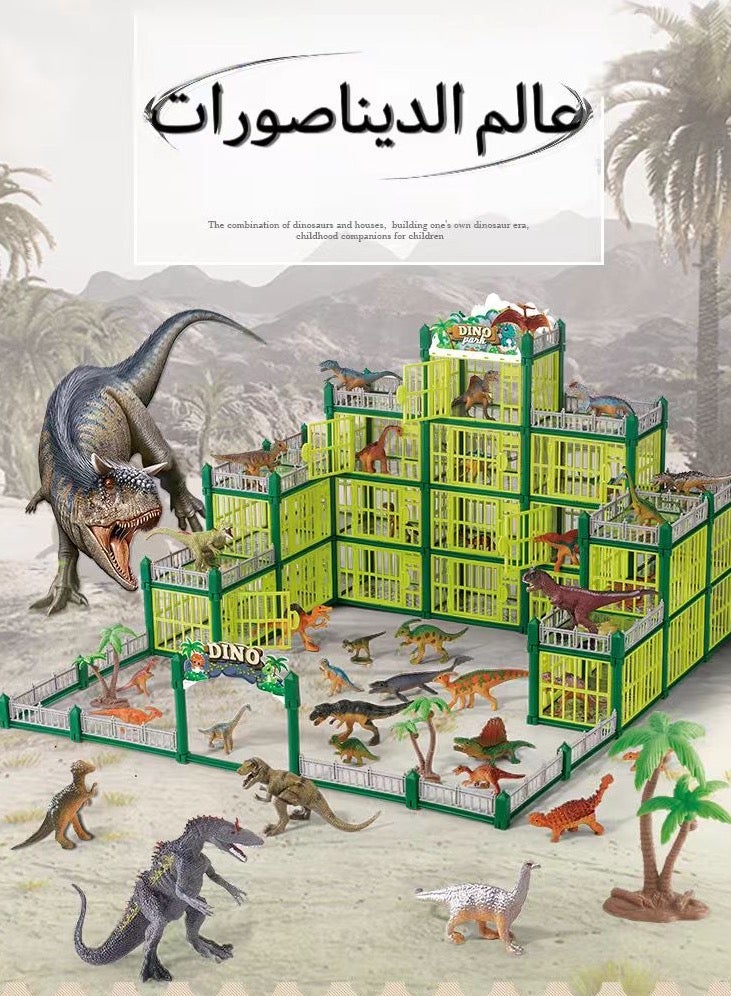 Jurassic Dinosaur Toys，DIY Dinosaur Land Toys, 137 pcs, Includes 13 Dinosaurs, Puzzle Toys, Gift for Kids.Realistic Action Educational Dinosaur Figures 。  - Image 1