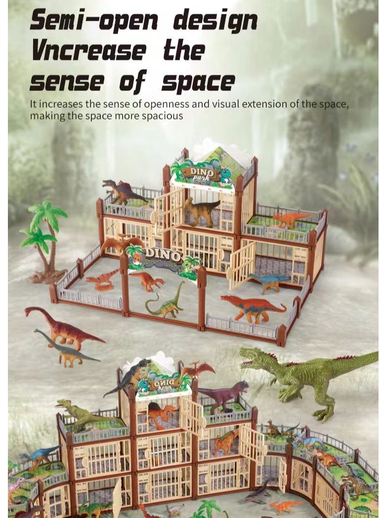 Jurassic Dinosaur Toys，DIY Dinosaur Land Toys, 137 pcs, Includes 13 Dinosaurs, Puzzle Toys, Gift for Kids.Realistic Action Educational Dinosaur Figures 。  - Image 5