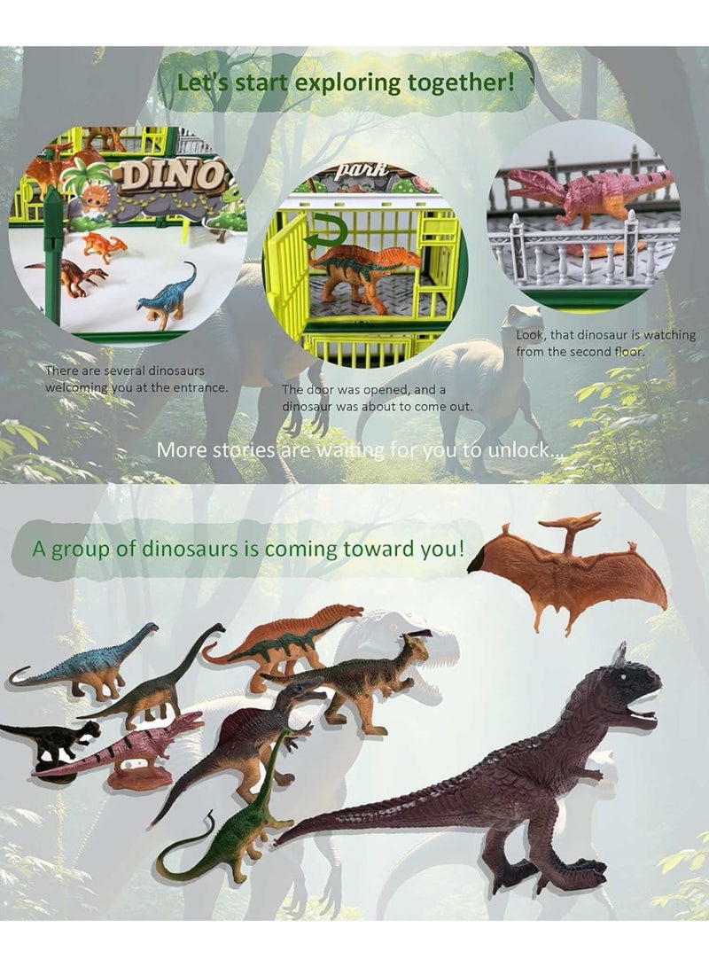 137-Piece Jungle Animal Figures Toys Set, Plastic Dinosaur Figurines and Fence Play Toy, DIY Mini Jurassic Dinosaur Land Toys With Dinosaur and Building Model Toys Gifts for Kids 3+,  Non Toxic Multicolored. - Image 4