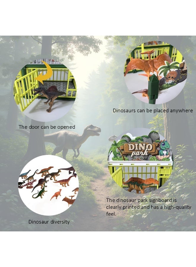 137-Piece Jungle Animal Figures Toys Set, Plastic Dinosaur Figurines and Fence Play Toy, DIY Mini Jurassic Dinosaur Land Toys With Dinosaur and Building Model Toys Gifts for Kids 3+,  Non Toxic Multicolored. - Image 5