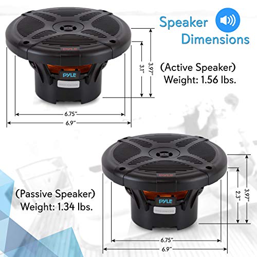 Pyle 6.5 Inch Bluetooth Marine Speakers - 2-way IP-X4 Waterproof and Weather Resistant Outdoor Audio Dual Stereo Sound System with 600 Watt Power and Low Profile Design - 1 Pair - PLMRBT65B (Black) - Image 3