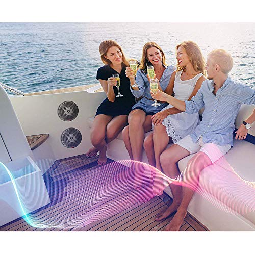 Pyle 6.5 Inch Bluetooth Marine Speakers - 2-way IP-X4 Waterproof and Weather Resistant Outdoor Audio Dual Stereo Sound System with 600 Watt Power and Low Profile Design - 1 Pair - PLMRBT65B (Black) - Image 5