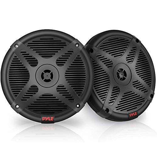 Pyle 6.5 Inch Bluetooth Marine Speakers - 2-way IP-X4 Waterproof and Weather Resistant Outdoor Audio Dual Stereo Sound System with 600 Watt Power and Low Profile Design - 1 Pair - PLMRBT65B (Black) - Image 1