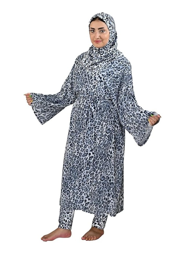 SolSuave Women's Fashion Swimsuit Long Sleeve Burkini Full Cover Muslim Swimwear with leopard print. 4pcs Islamic Burkinis Wear of Hijab, Long Sleeve, Long Pants, and Chiffon. - pzsku/Z158F69B6B77D949038CDZ/45/_/1709402503/21d3f19b-5152-4fb4-a101-988806c676b2