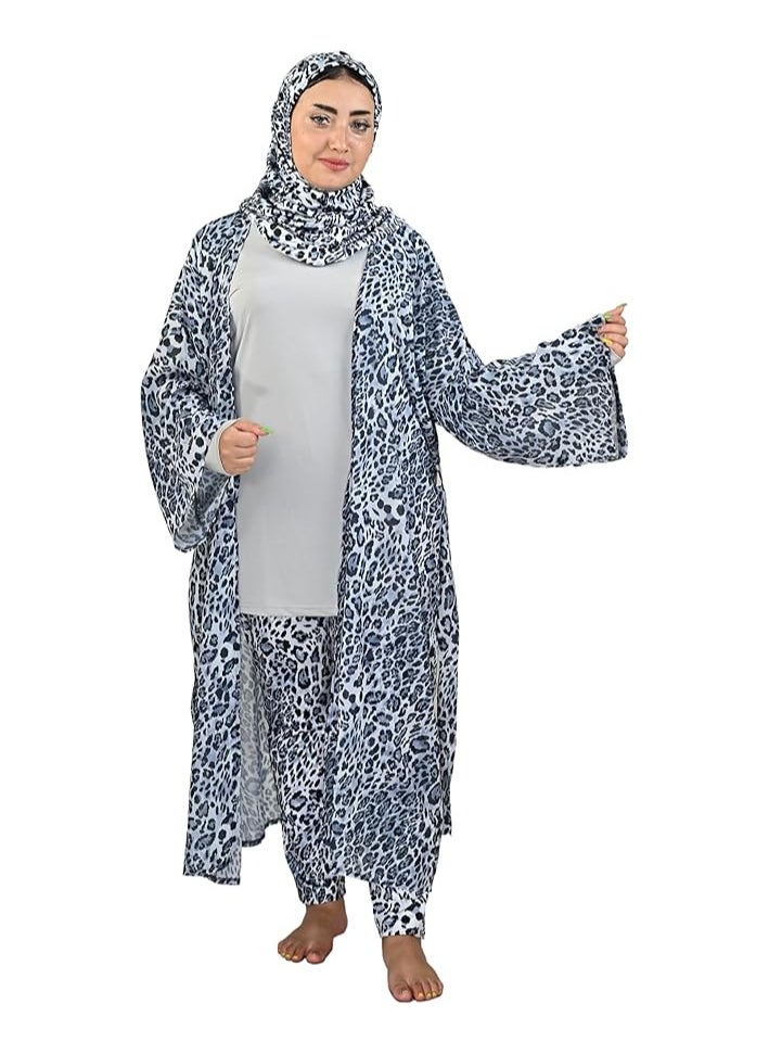 SolSuave Women's Fashion Swimsuit Long Sleeve Burkini Full Cover Muslim Swimwear with leopard print. 4pcs Islamic Burkinis Wear of Hijab, Long Sleeve, Long Pants, and Chiffon. - pzsku/Z158F69B6B77D949038CDZ/45/_/1709402513/8a93e16f-4600-4be7-b2f4-e2e159199594