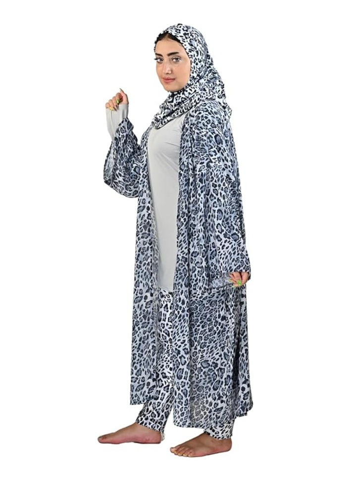 SolSuave Women's Fashion Swimsuit Long Sleeve Burkini Full Cover Muslim Swimwear with leopard print. 4pcs Islamic Burkinis Wear of Hijab, Long Sleeve, Long Pants, and Chiffon. - pzsku/Z158F69B6B77D949038CDZ/45/_/1709402533/6f294ab6-0c10-46ab-b46c-21e3373c96d7