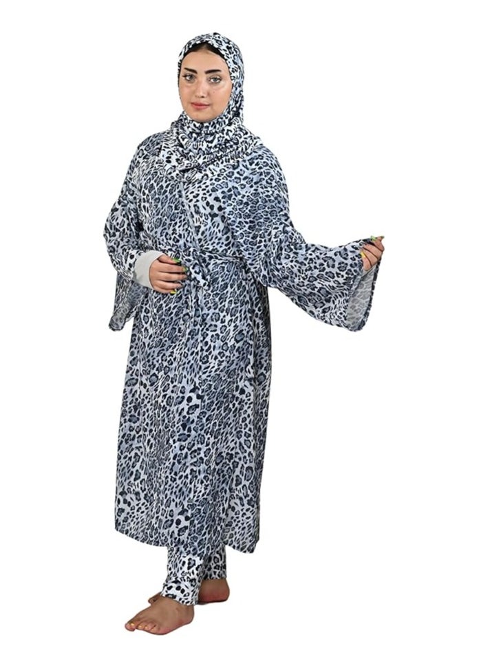 SolSuave Women's Fashion Swimsuit Long Sleeve Burkini Full Cover Muslim Swimwear with leopard print. 4pcs Islamic Burkinis Wear of Hijab, Long Sleeve, Long Pants, and Chiffon. - pzsku/Z158F69B6B77D949038CDZ/45/_/1709402553/43c80abd-d676-49a2-9cb7-5eca4f1f9fee