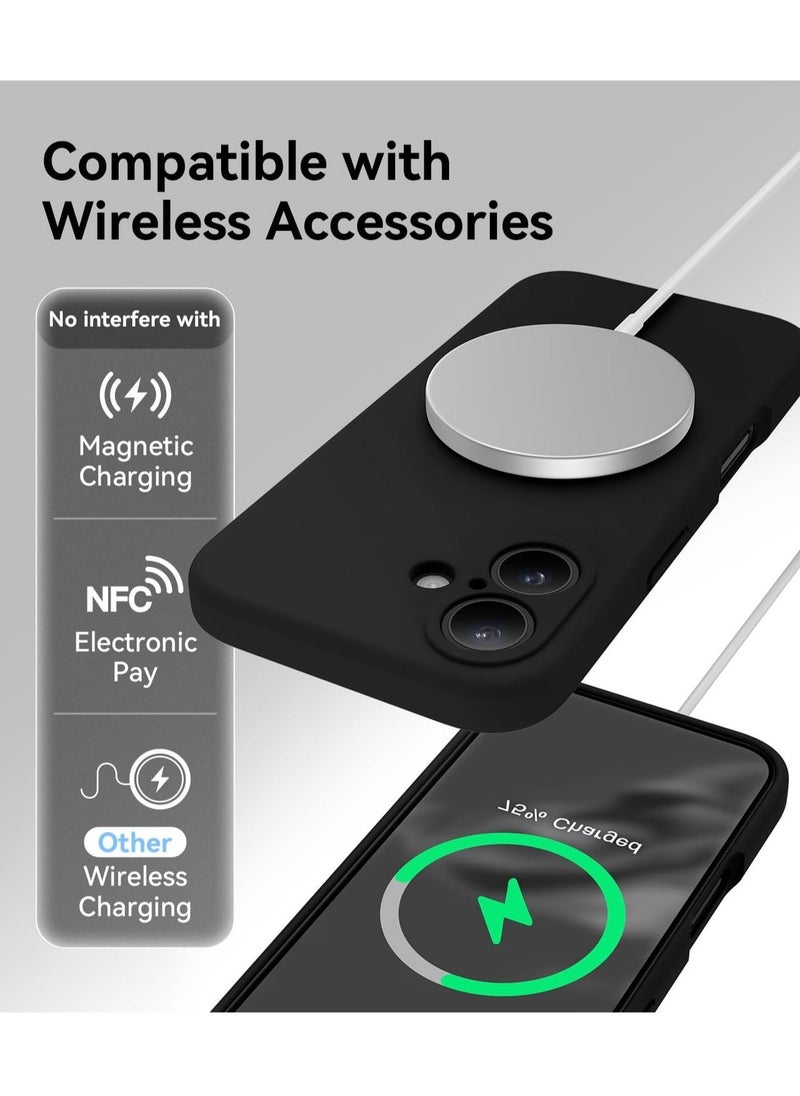 Black Silicone Case for iPhone 16 – MagSafe Compatible, Camera Protection, Anti-Scratch Microfiber Lining, Includes 2 Screen Protectors - Image 4