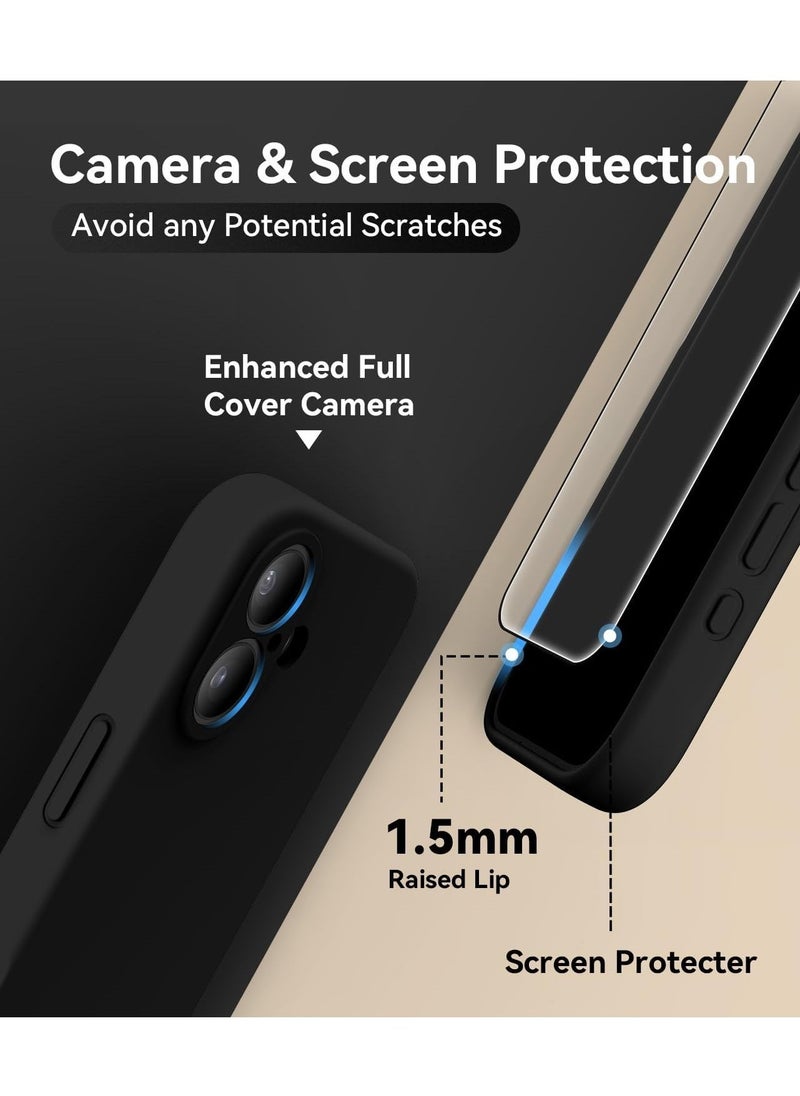 Black Silicone Case for iPhone 16 – MagSafe Compatible, Camera Protection, Anti-Scratch Microfiber Lining, Includes 2 Screen Protectors - Image 5