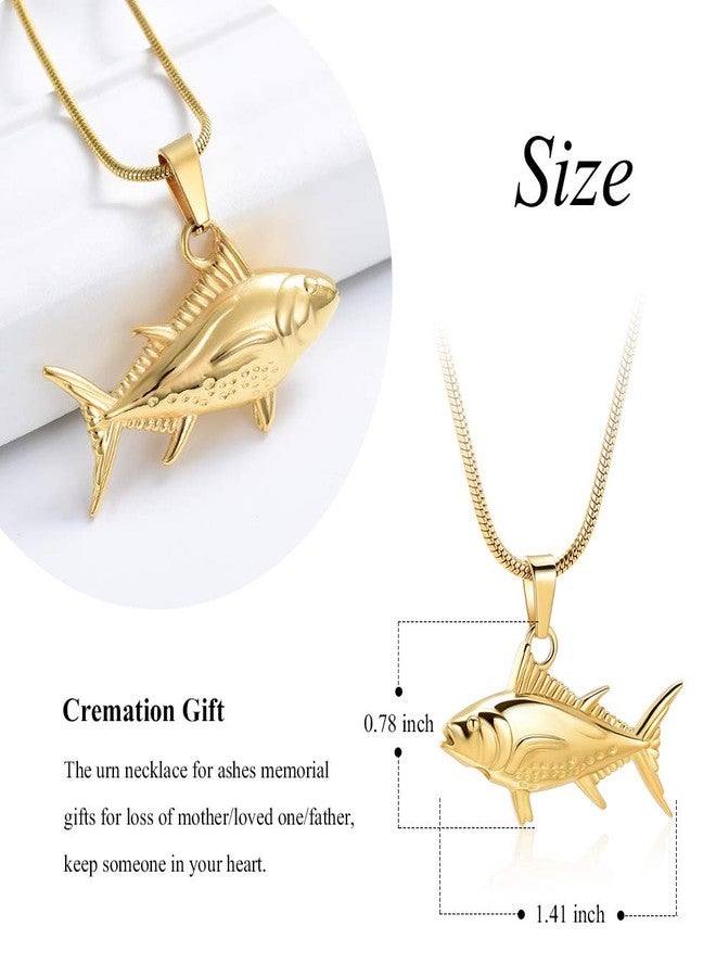 Imrsanl Cremation Jewelry for Ashes Fish Urns Necklace Memorial Keepsake Jewelry Ashes Pendant for Pets/Human (Gold) - Image 2