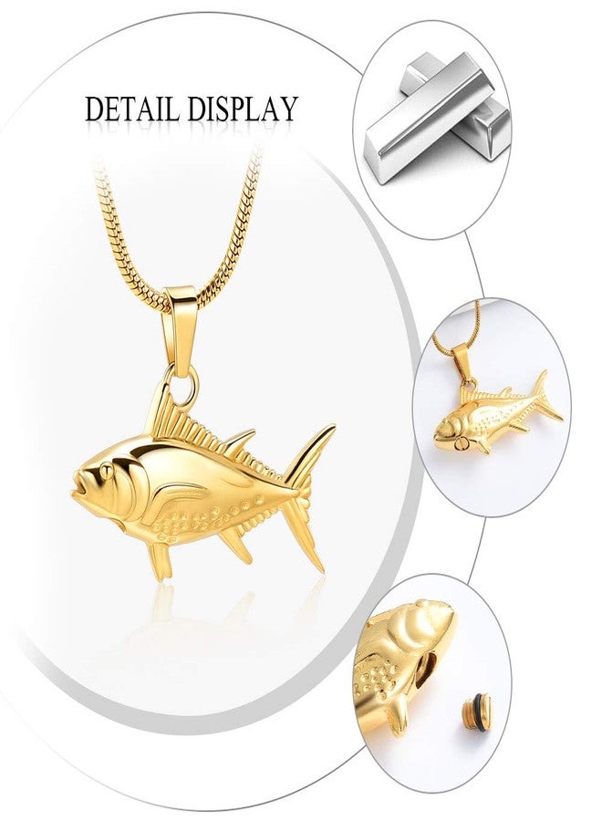 Imrsanl Cremation Jewelry for Ashes Fish Urns Necklace Memorial Keepsake Jewelry Ashes Pendant for Pets/Human (Gold) - Image 3